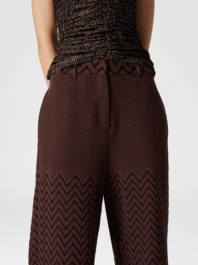 Classic zigzag cotton and viscose trousers Brown | Missoni Product Image