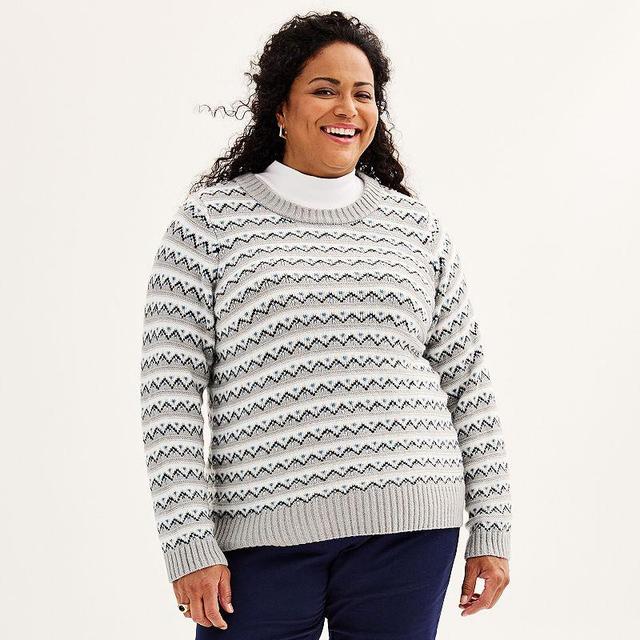 Plus Size Croft & Barrow Fairisle Pullover Sweater, Womens Product Image