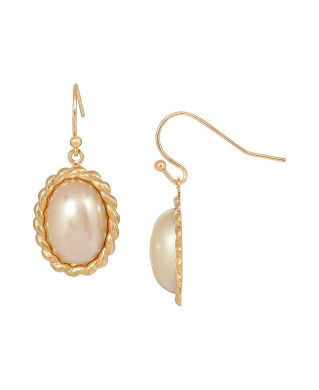 2028 Imitation Pearl Oval Drop Earrings Product Image