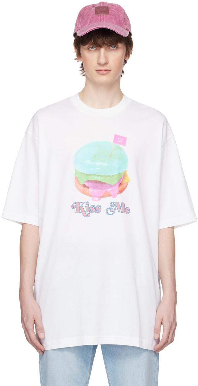 White 'kiss Me' T-shirt In 183 Optic White Product Image