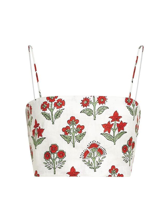 Womens Dina Floral Linen Crop Top Product Image