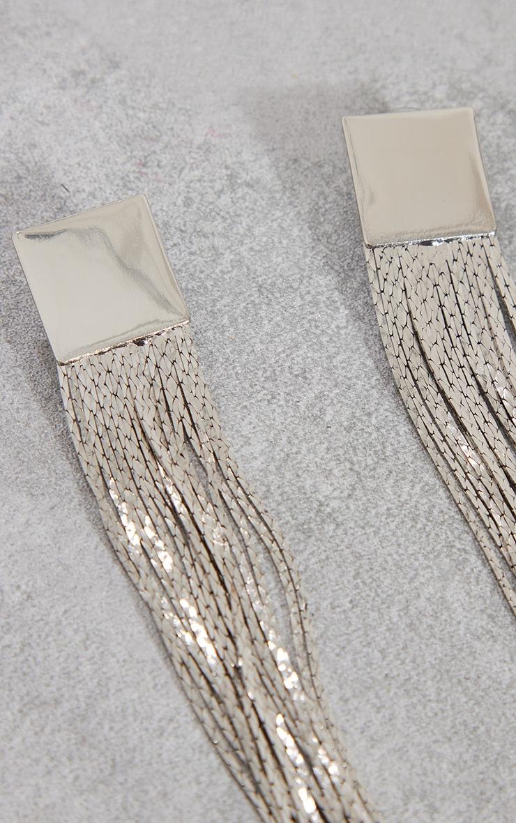 Silver Stud Tassel Extra Statement Earrings Product Image