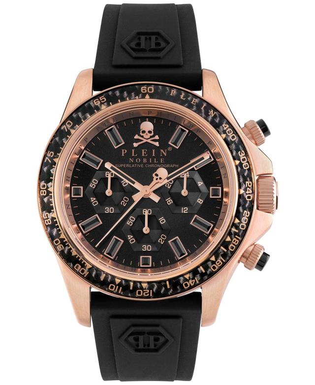 Philipp Plein Mens Nobile Racing Quartz Chronograph Black Silicone Strap Watch Product Image