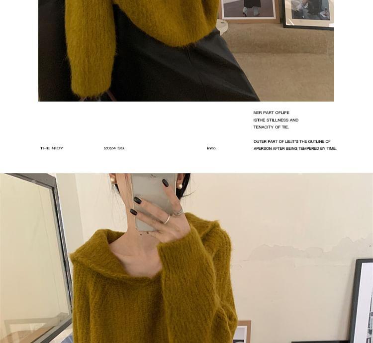 Shawl Collar Plain Sweater Product Image