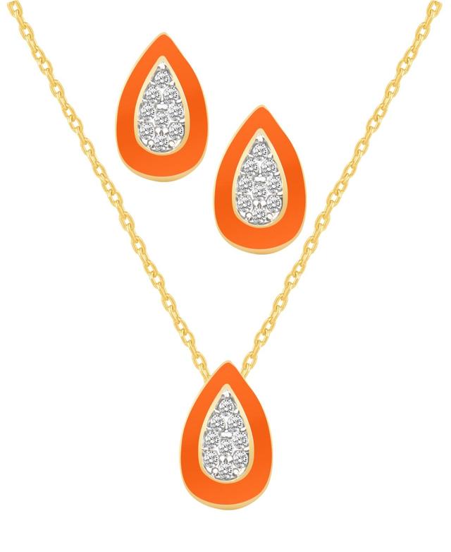 Crystal Enamel Necklace and Earring Set, 2-Piece Product Image