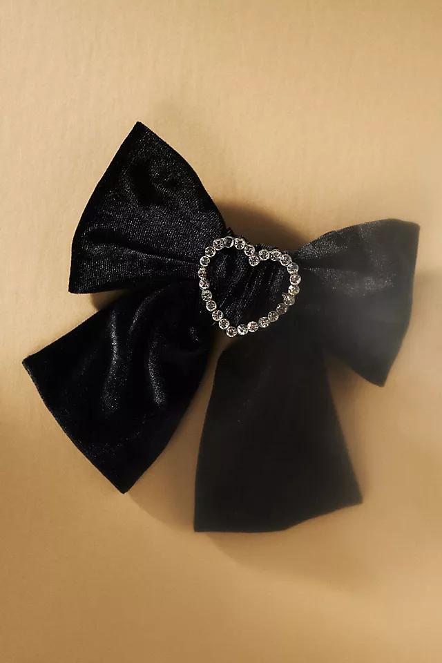 Velvet Rhinestone Heart Bow Product Image