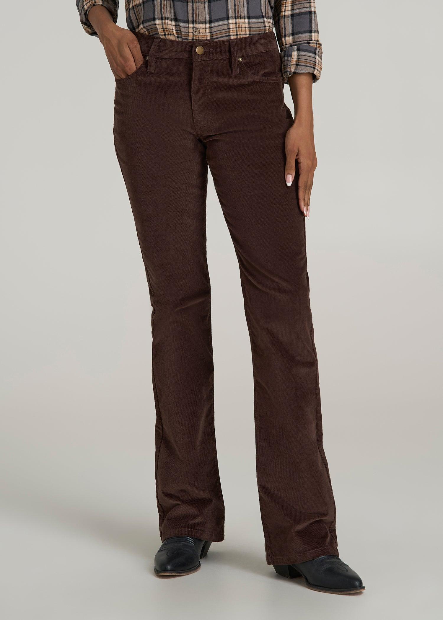 Mid Rise Mini Bootcut Tall Corduroy Pants for Women in Espresso Product Image