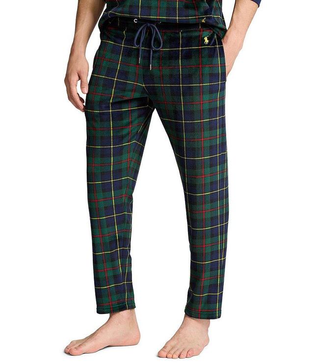 Polo Ralph Lauren Slim Fit Plaid Plush Velour Pajama Pants Product Image