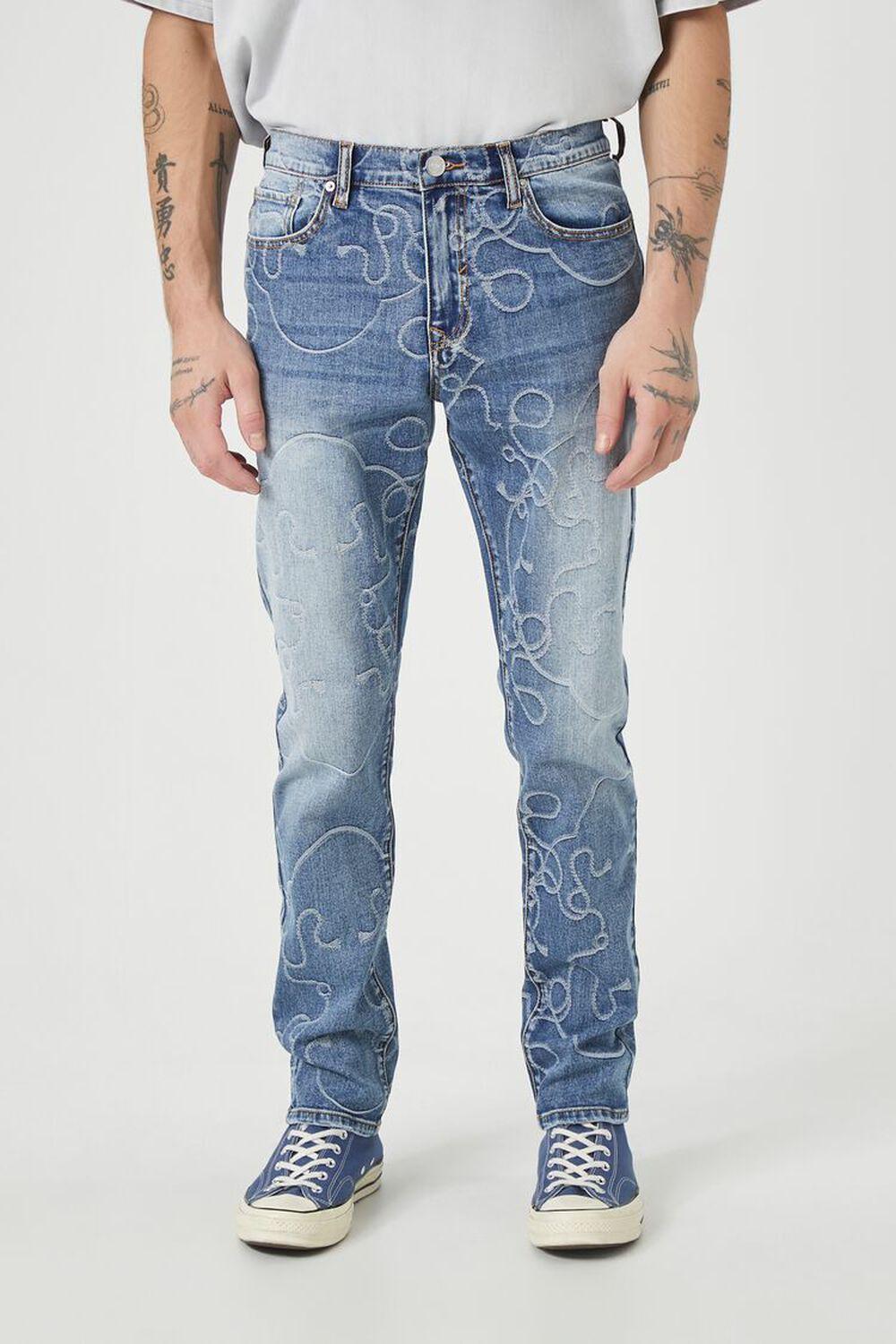 Abstract Stone Wash Slim-Fit Jeans | Forever 21 Product Image