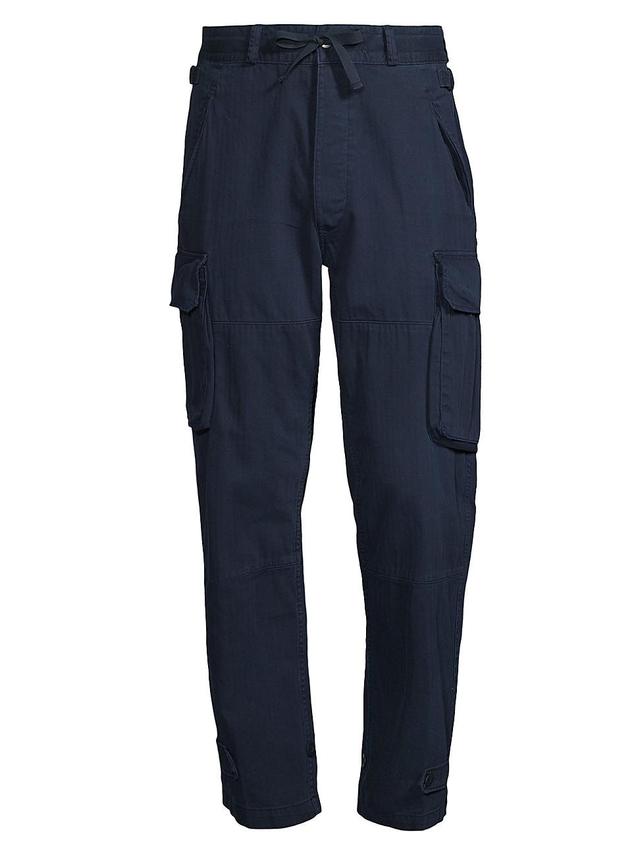 Mens Herringbone Cotton Cargo Pants Product Image