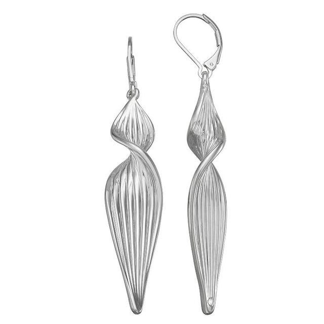 Nine West Silver Tone Textured Spiral Drop Earrings, Womens Product Image