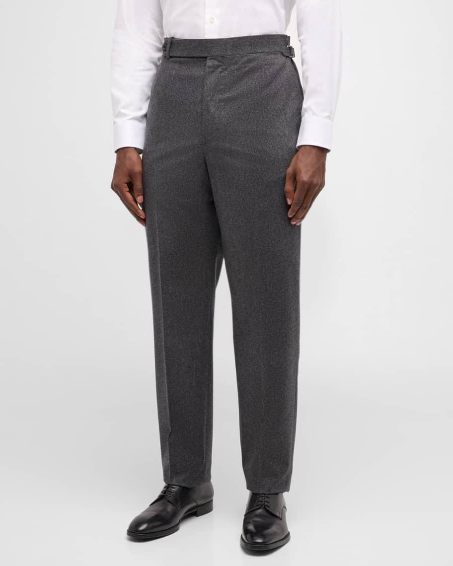 Men's Wool and Cashmere Flannel Flat-Front Trousers Product Image