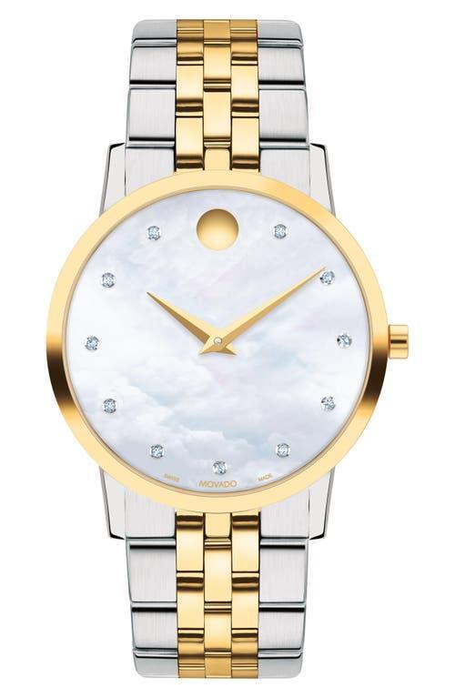 Movado Womens Swiss Museum Classic Diamond (1/20 ct. t.w. Stainless Steel Bracelet Watch 33mm - Two Tone Product Image