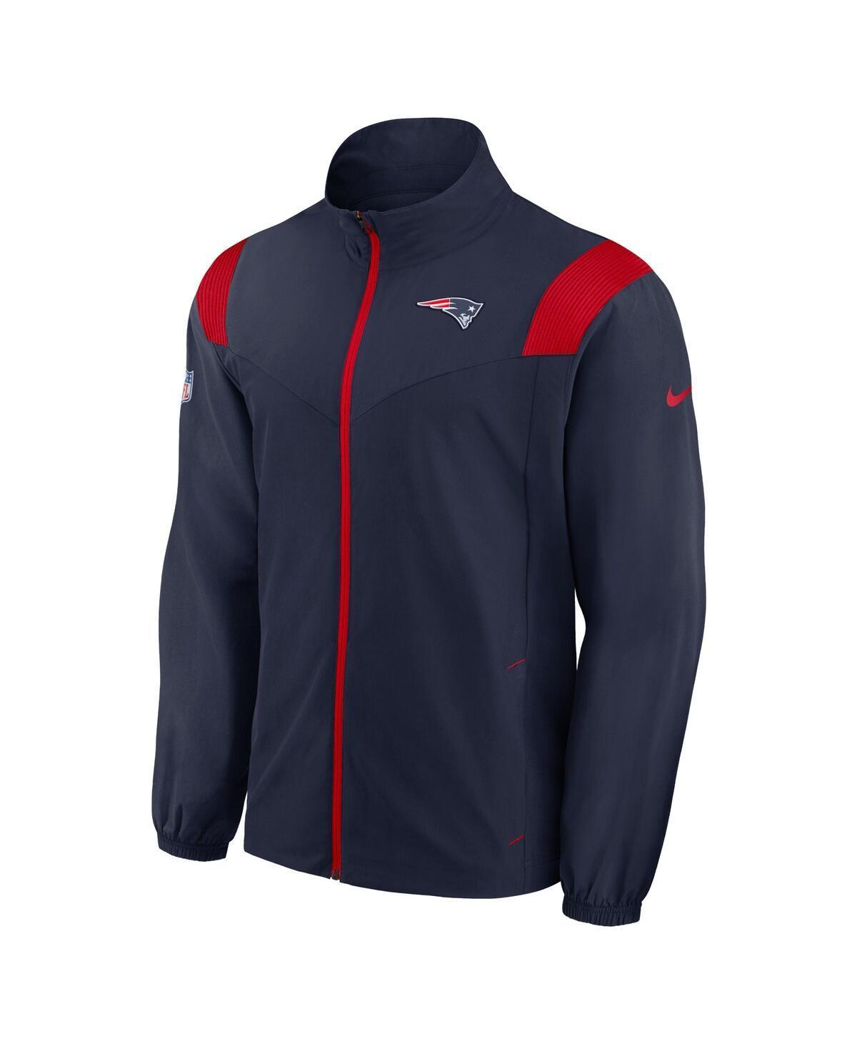 NIKE Men's Navy New England Patriots Sideline Woven Logo Full-zip Jacket In Navy,red Product Image