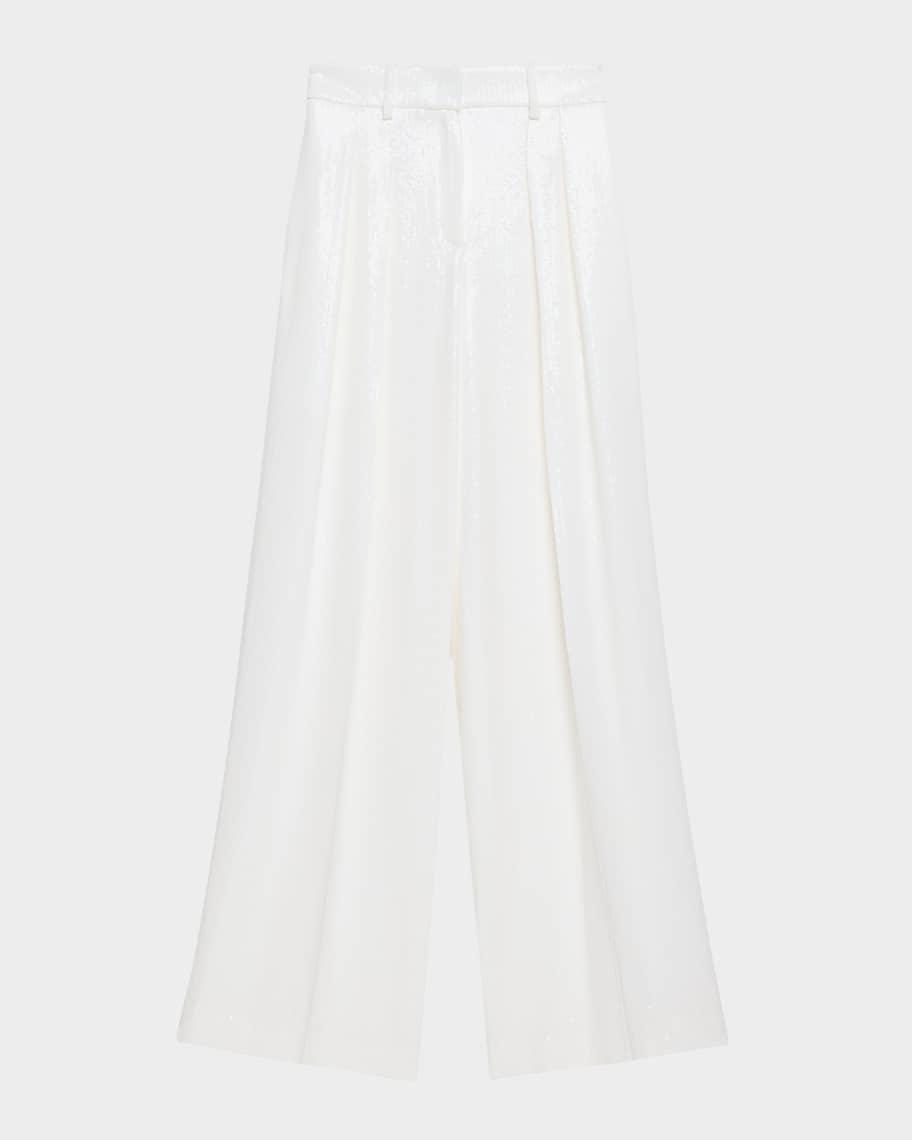 Pleated Sequin Wide-Leg Slouch Trousers Product Image