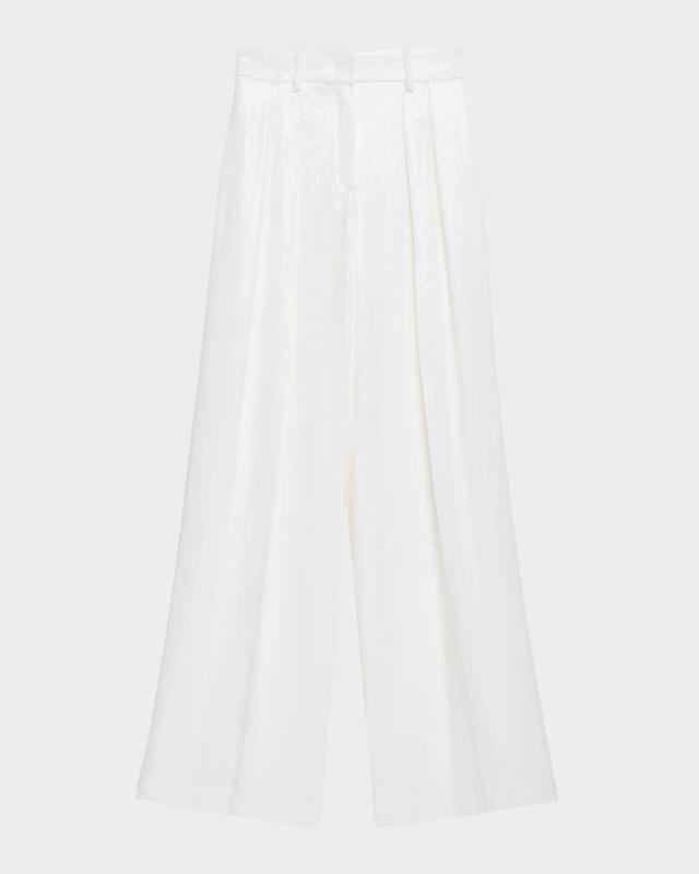 Pleated Sequin Wide-Leg Slouch Trousers Product Image