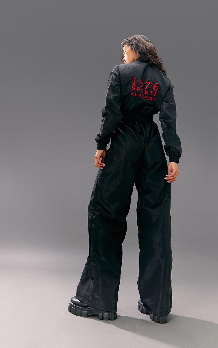 Black Shell Panelling Zip Detail Jumpsuit Product Image