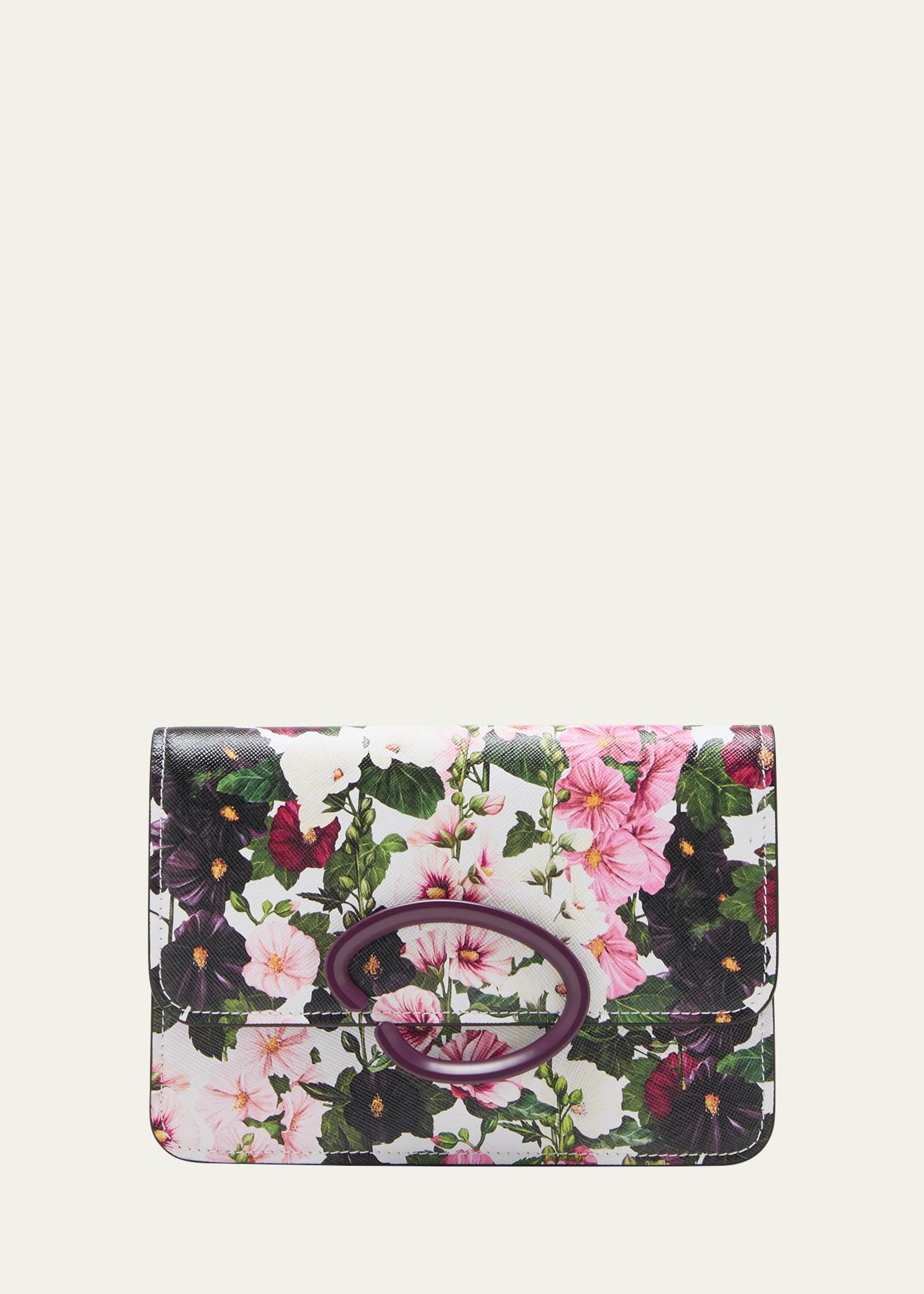 Womens O Hollyhocks-Printed Leather Pochette Product Image