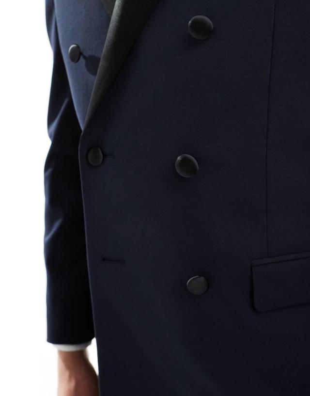 ASOS DESIGN double breasted skinny suit jacket in navy Product Image