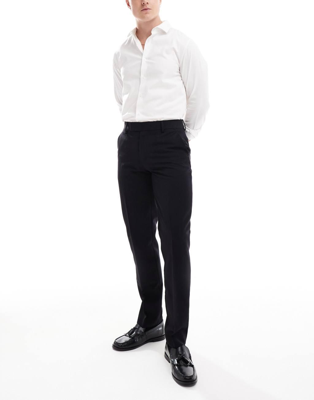 ASOS DESIGN smart slim fit pants in black Product Image