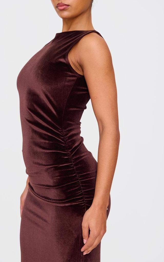 Chocolate Velvet Boat Neck Maxi Dress Product Image