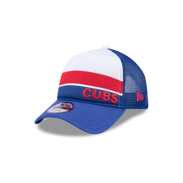 Chicago Cubs Color Block 9FORTY A-Frame Trucker Snapback Hat Male Product Image