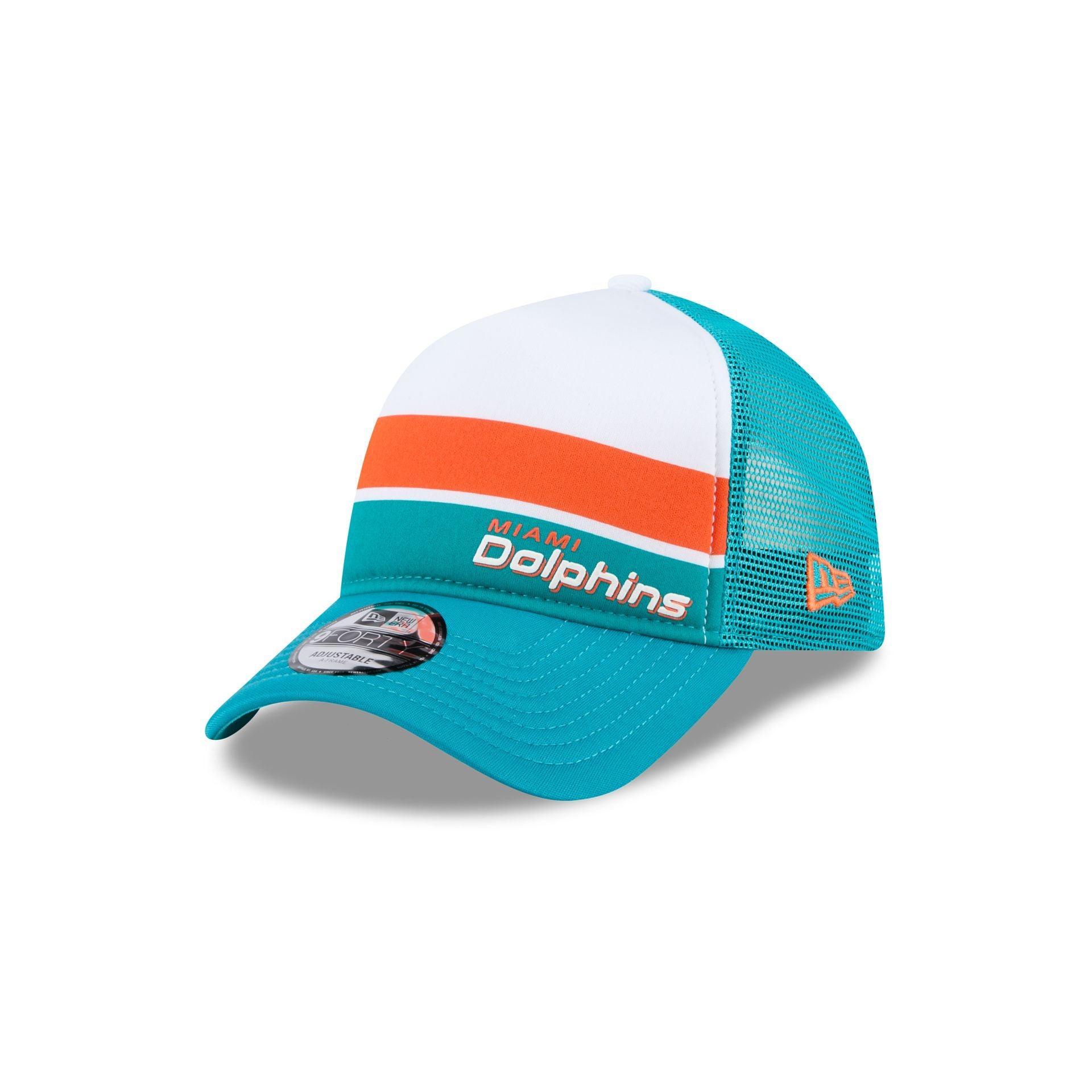 Miami Dolphins Color Block 9FORTY A-Frame Trucker Snapback Hat Male Product Image