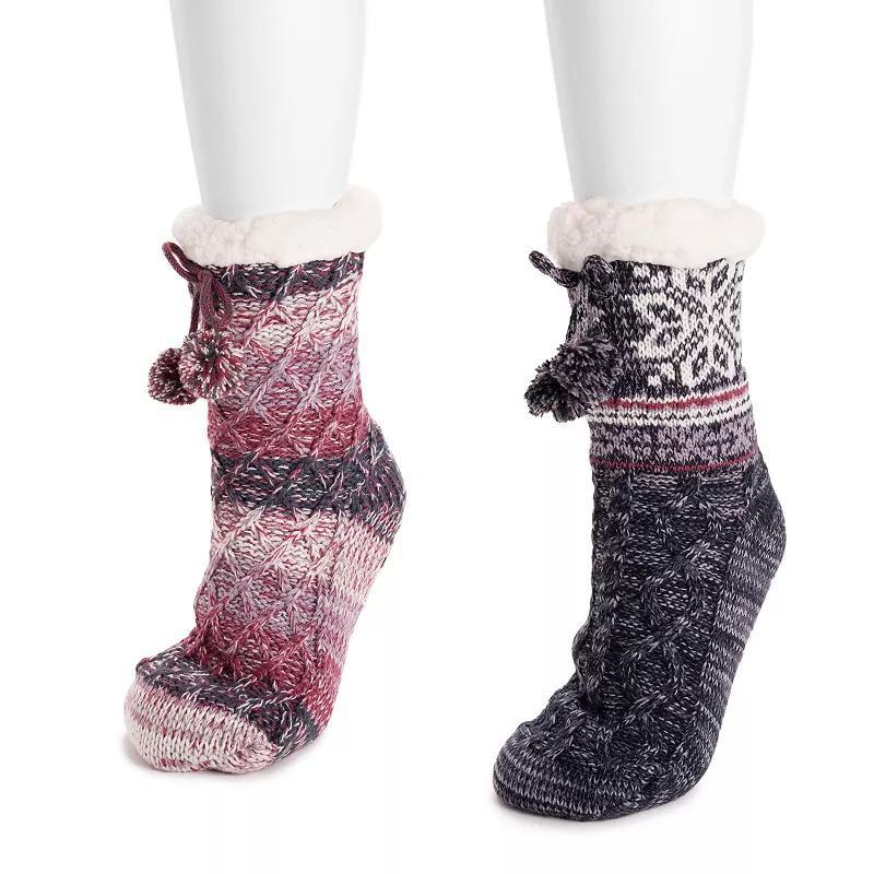 Womens MUK LUKS 2-Pair Tall Pom Cabin Socks Product Image