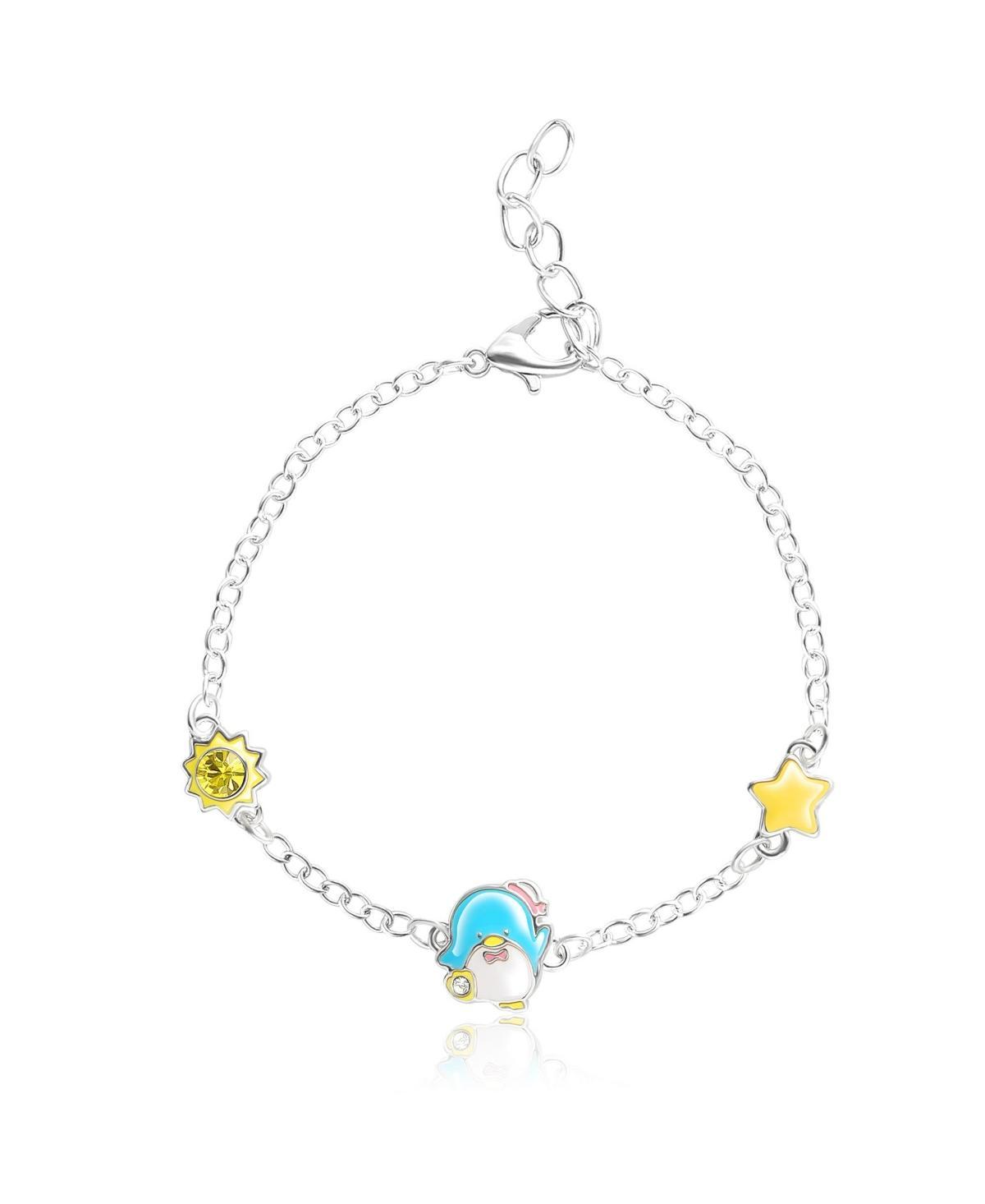 Sanrio Hello Kitty and Friends Womens Silver Plated Bracelet with Sun and Star Charm Pendants, 6.5 + 1, Officially Licensed - Silver tone Product Image