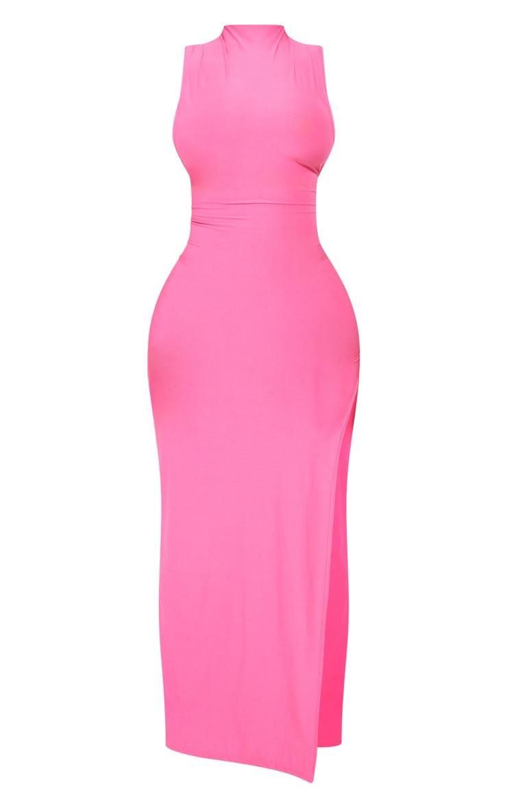 Shape Bright Pink Slinky Low Cut Side Maxi Dress Product Image