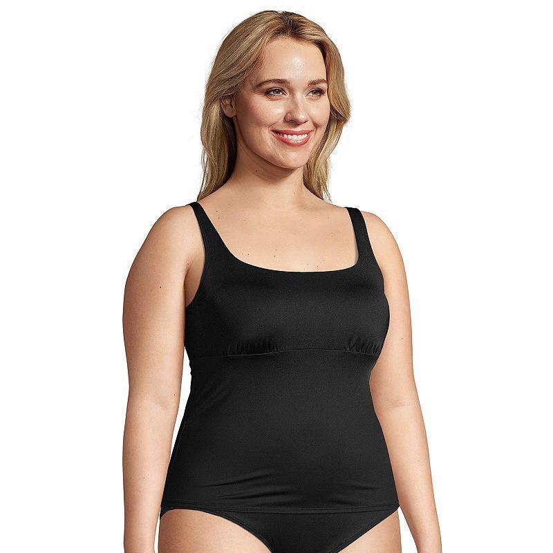 Plus Size Lands End Bust Minimizer UPF 50 Tankini Swimsuit Top, Womens Product Image