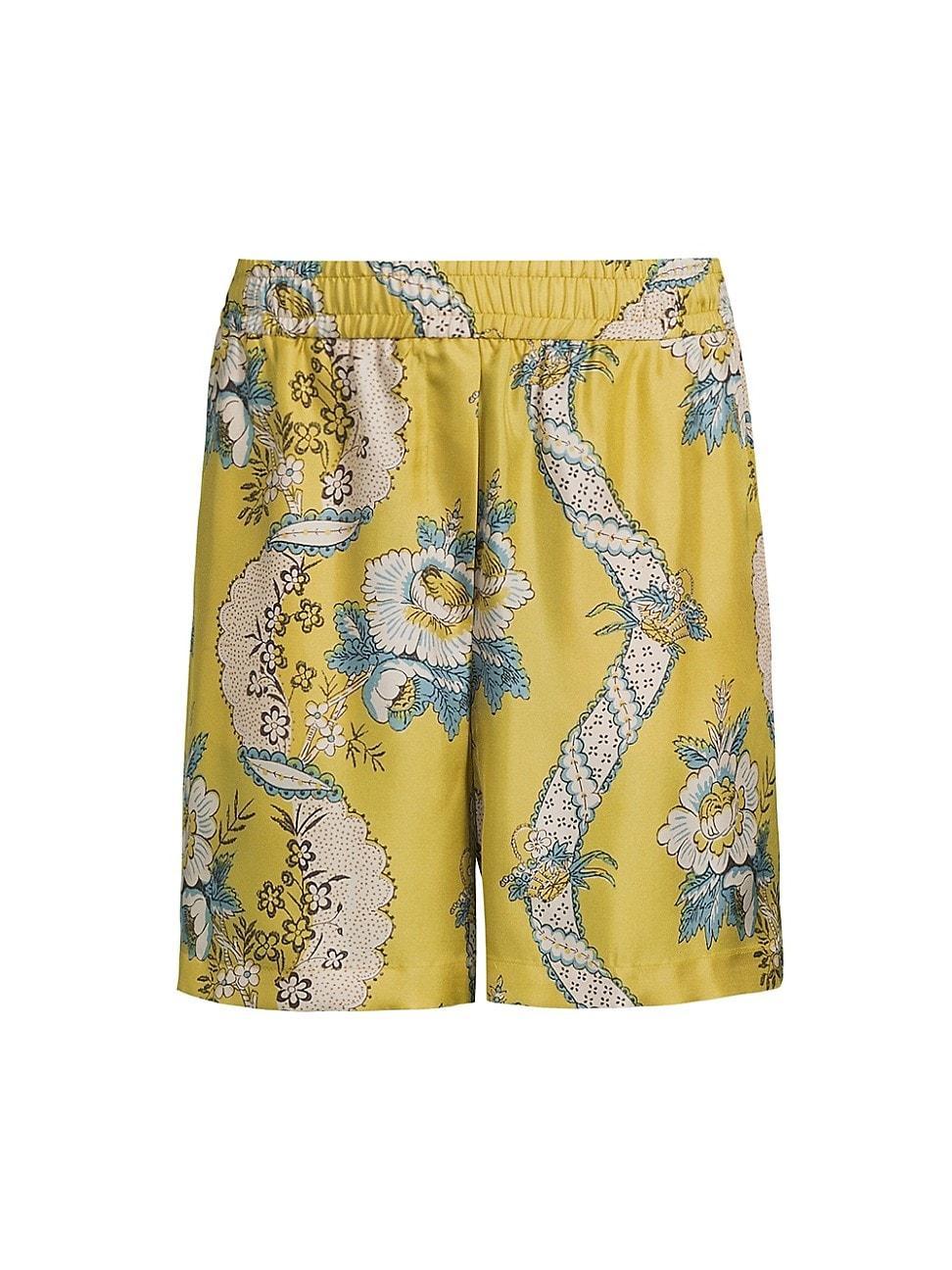 Womens Tracia Floral Silk Satin Shorts Product Image