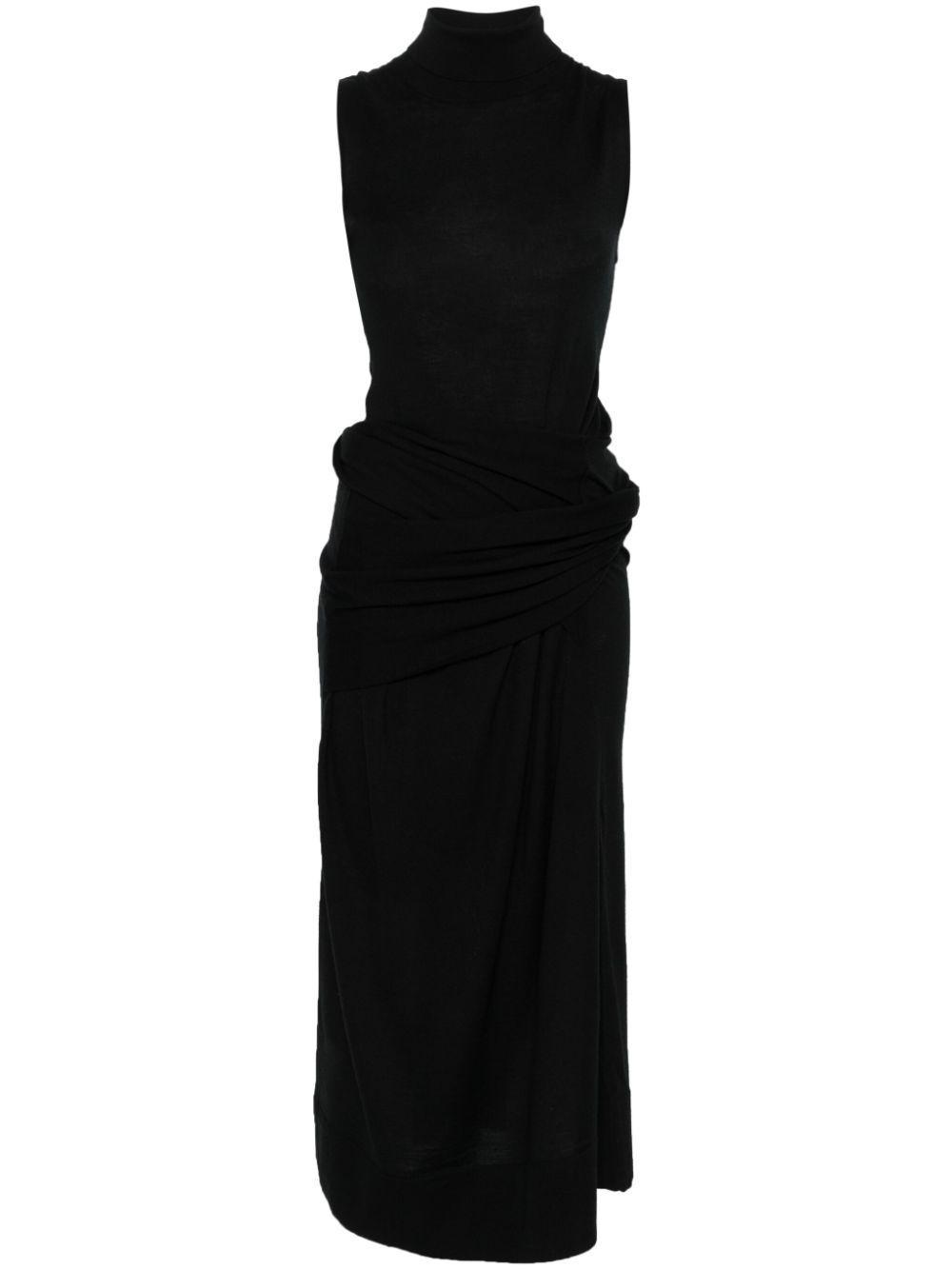 TOTÊME Draped Midi Dress In Black Product Image