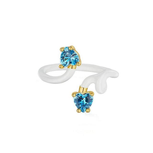 House of Frosted 14k Gold Over Silver Swiss Blue Topaz & Enamel Vine Ring, Womens Product Image