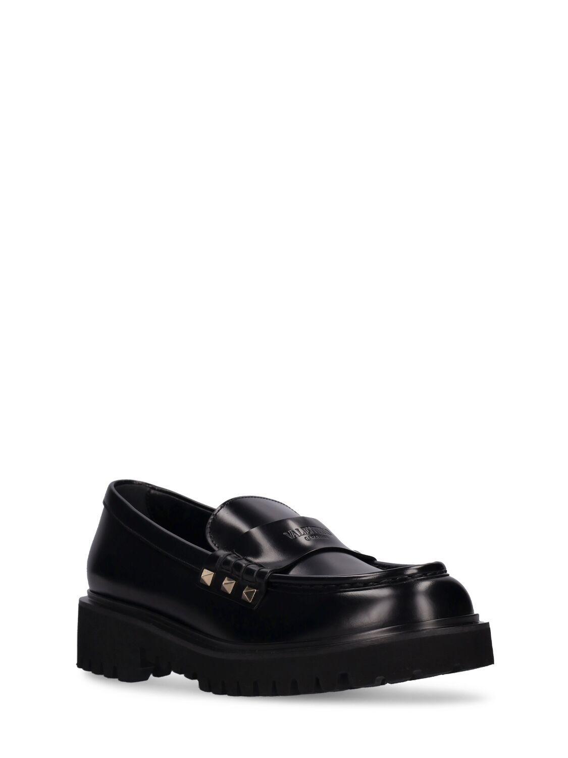 VALENTINO GARAVANI Rockstud Leather Loafers In Black product image