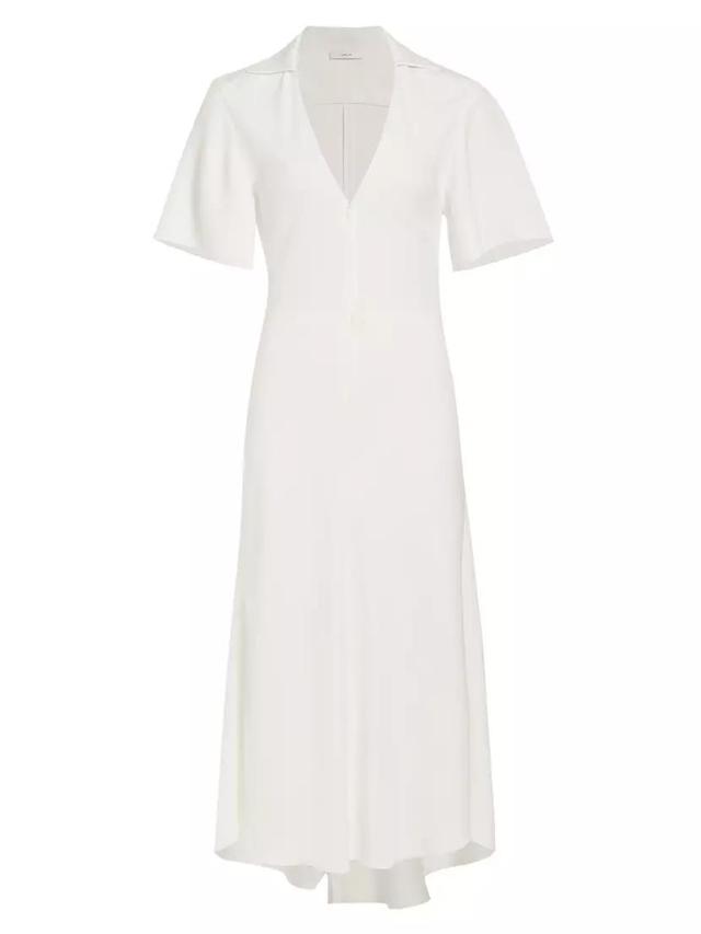 Crepe Zip-Front Polo Midi-Dress Product Image