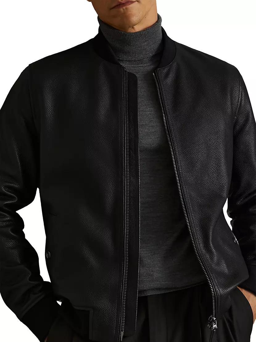 Carp Leather Bomber Jacket Product Image