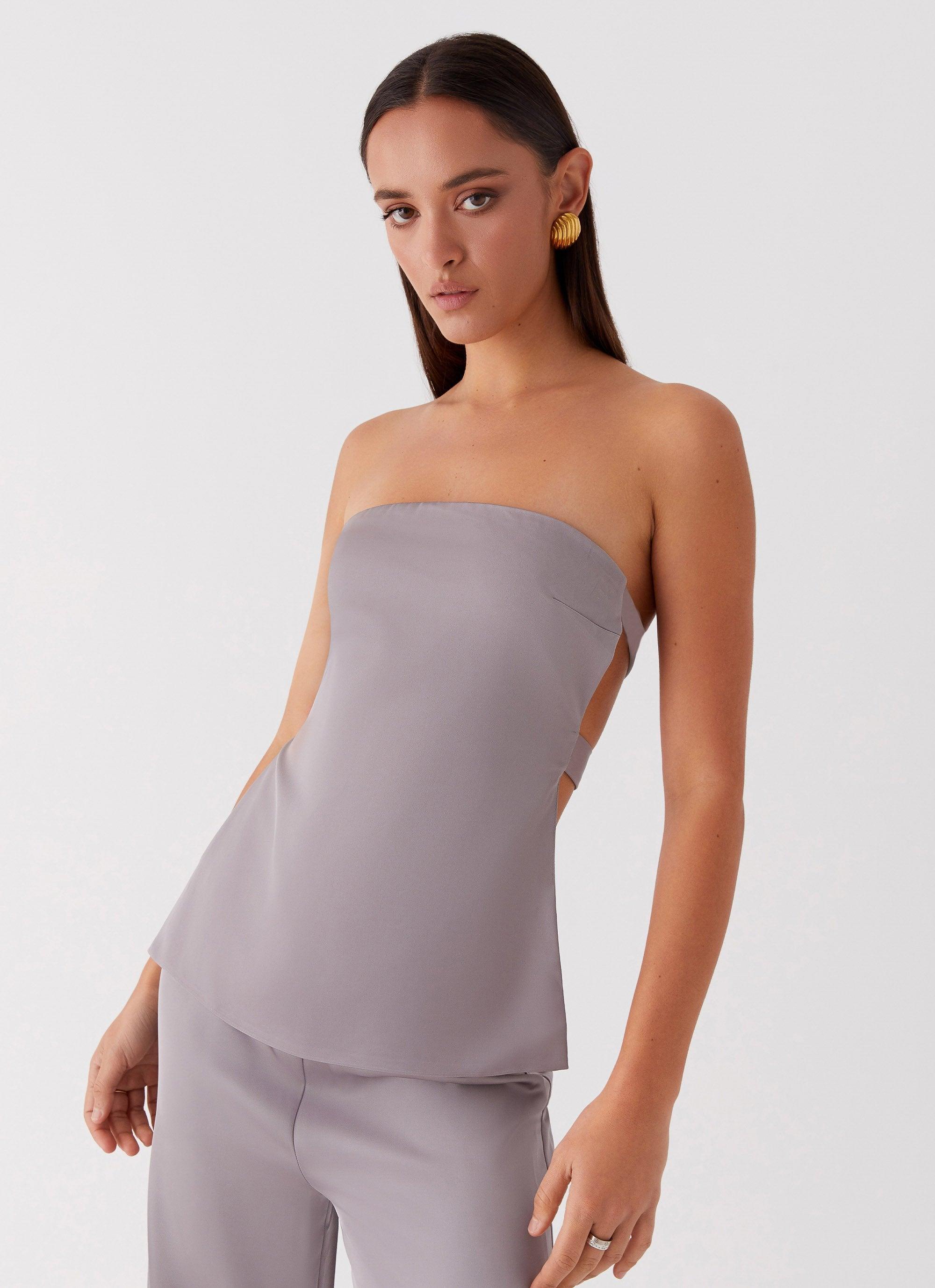 Enchanted Loving Strapless Top - Grey Product Image