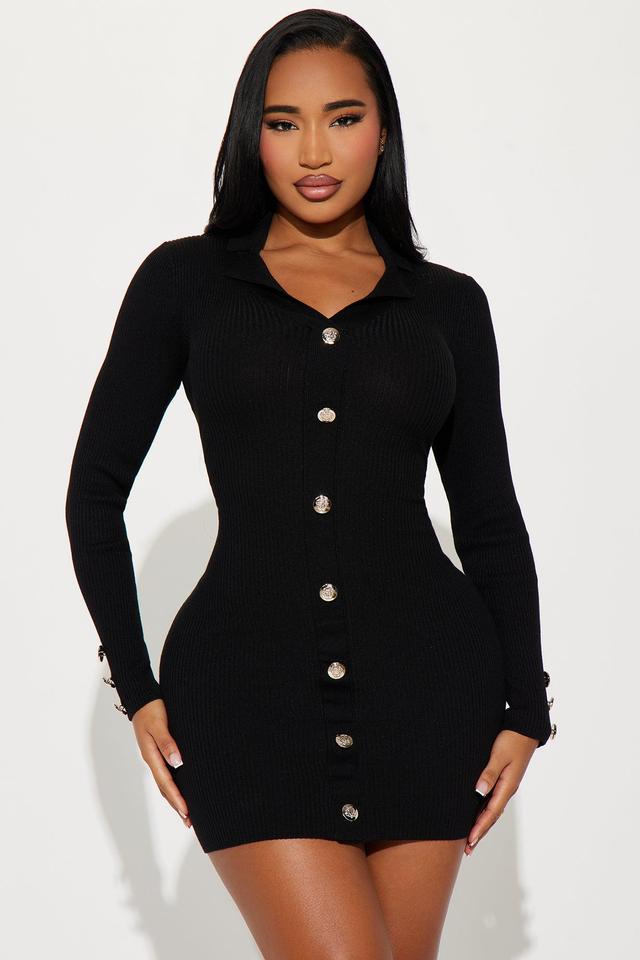 Vivi Sweater Mini Dress - Black Product Image