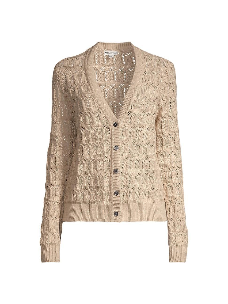 Womens Cotton-Cashmere Pointelle Cardigan Product Image