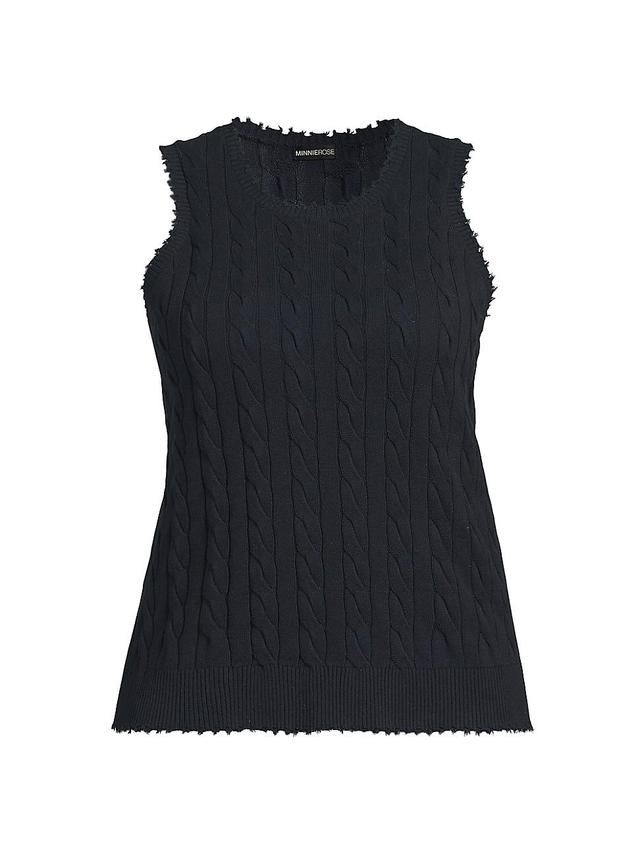 Womens Frayed Cable-Knit Sleeveless Top Product Image