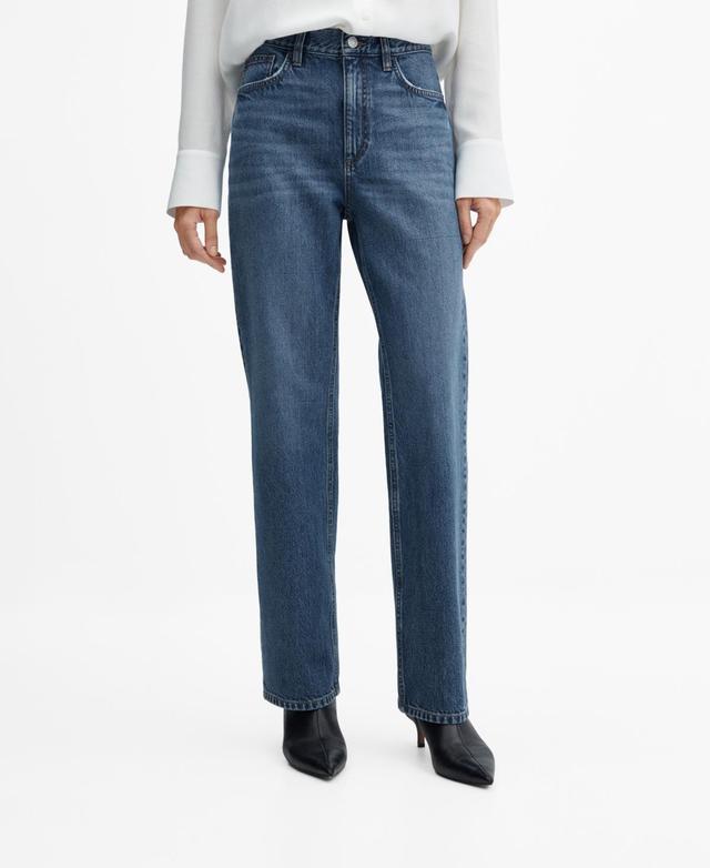 Mango Womens Mid-Rise Straight Jeans Product Image