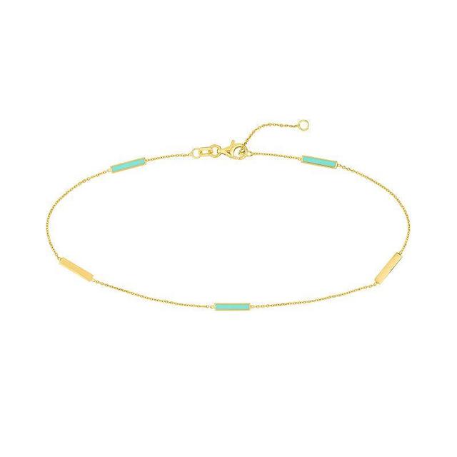 Color Romance 14k Gold & Enamel Bar Alternating Station Anklet, Womens White Product Image