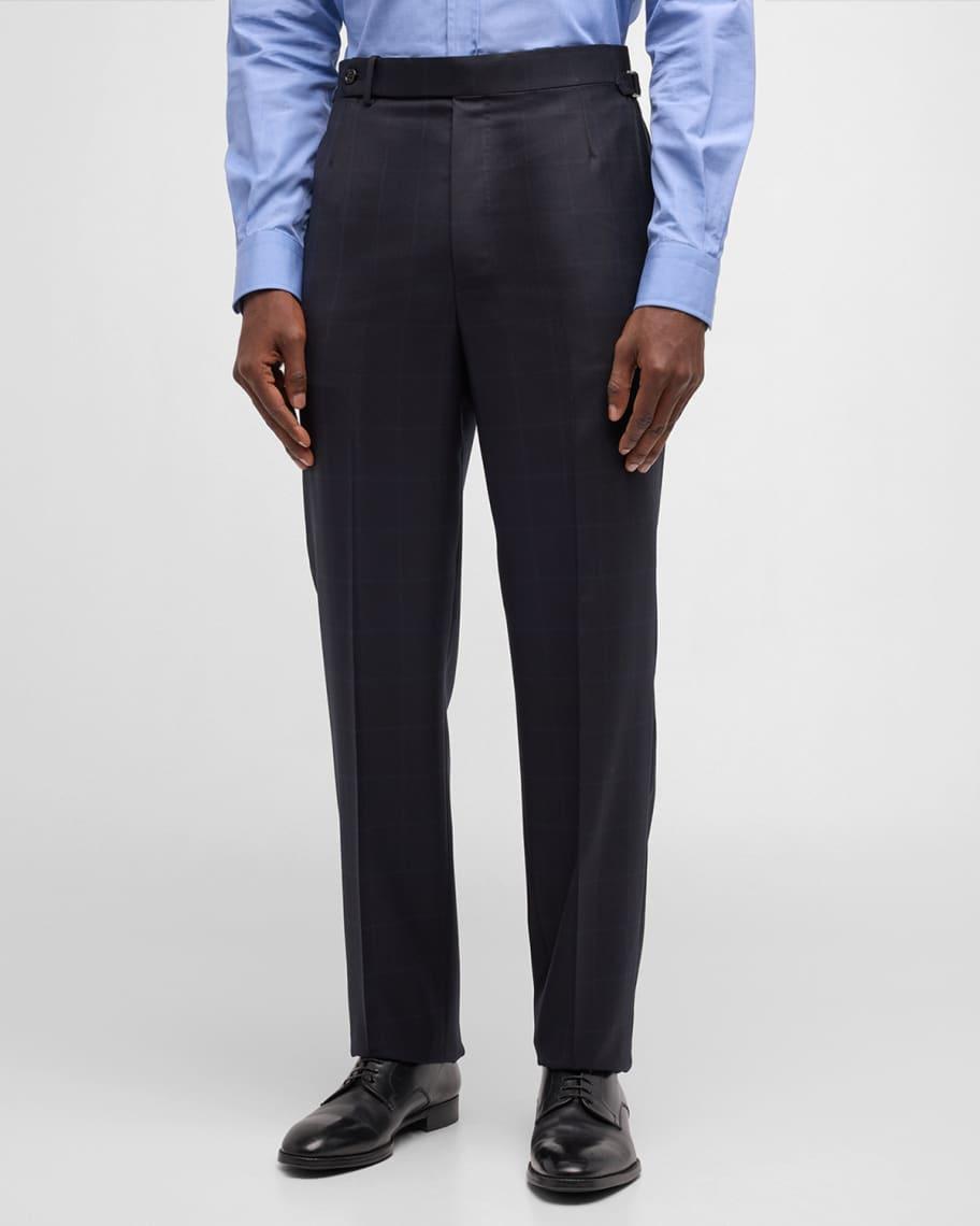 Men's Windowpane Wool Trousers Product Image