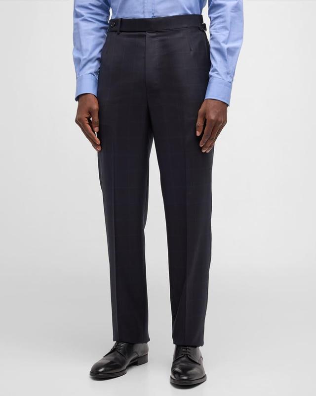 Mens Windowpane Wool Trousers Product Image