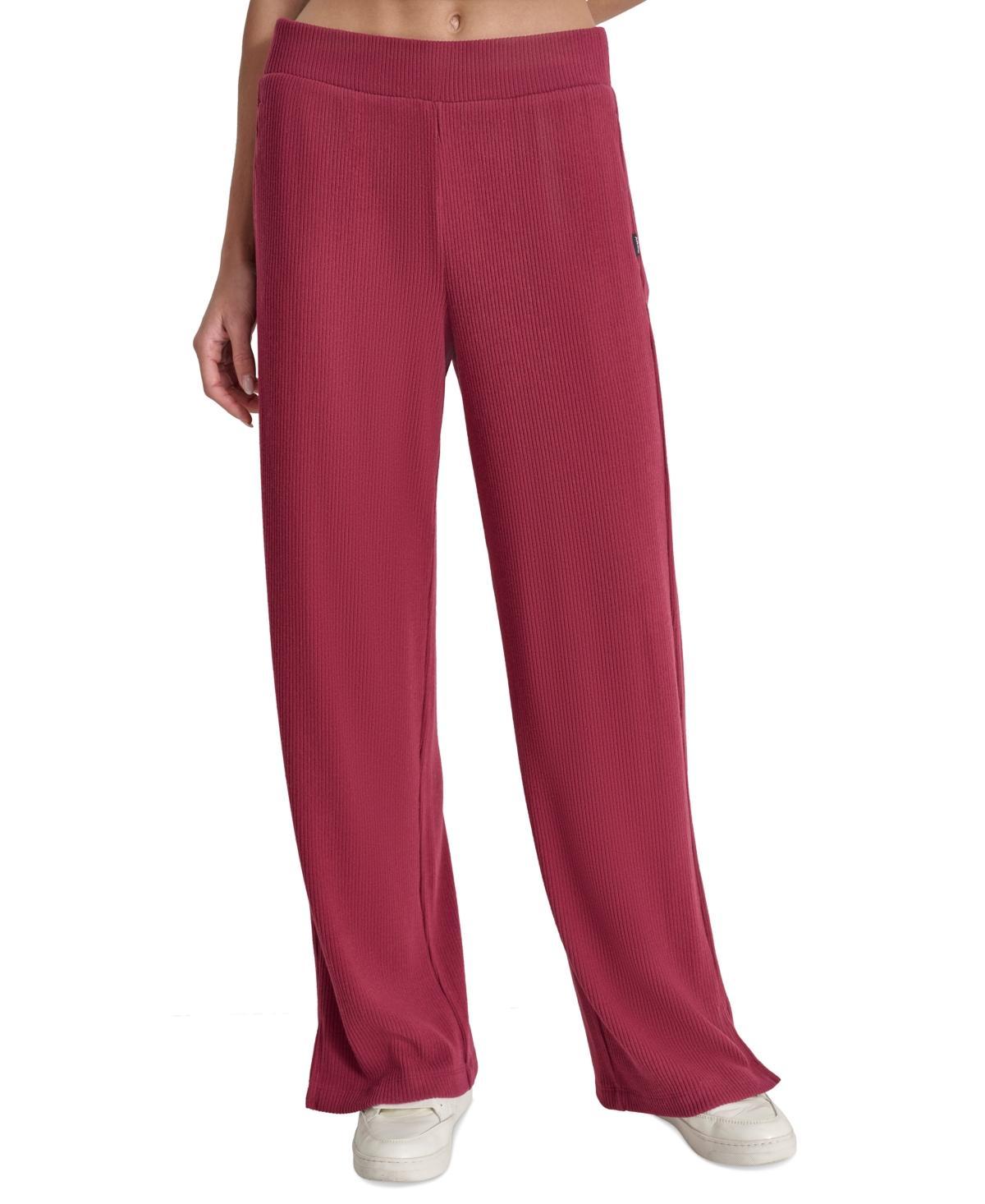 Dkny Womens Brushed Rib-Knit Straight-Leg Pants Product Image