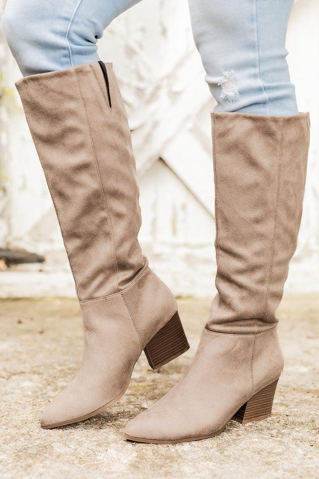 Marlee Taupe Pointed Toe Suede Boots FINAL SALE Product Image