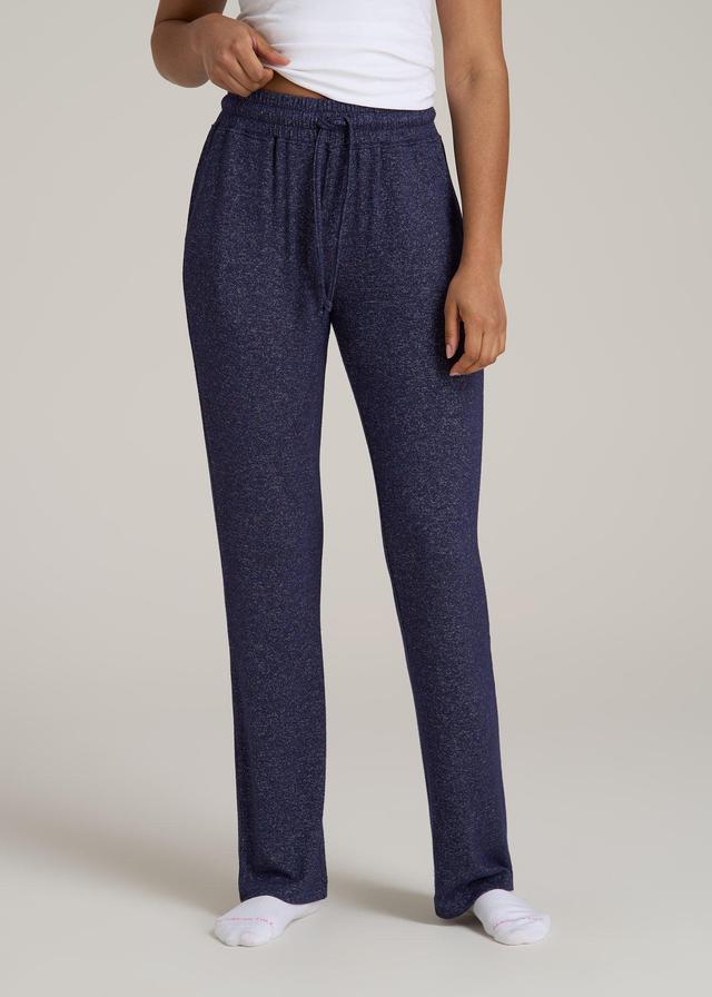 Open-Bottom Cozy PJ Lounge Pants for Tall Women in Regal Blue Mix Female Product Image