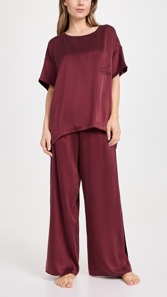 Lunya Washable Silk Tee Pant Set | Shopbop Product Image