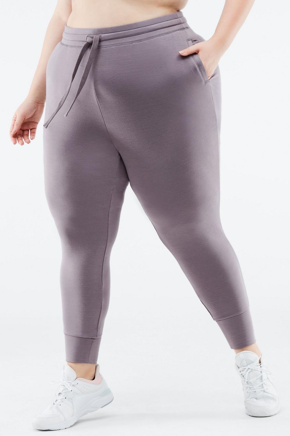 Fabletics Luxe Terry Jogger Womens Light Pewter plus Size 4X Product Image